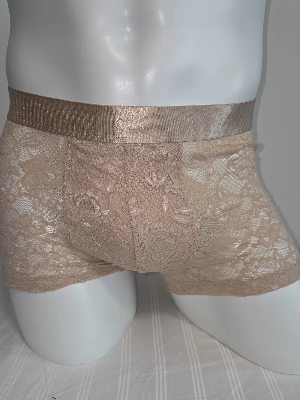 Cosabella Men's Lace Boxer Briefs in Blush Nude